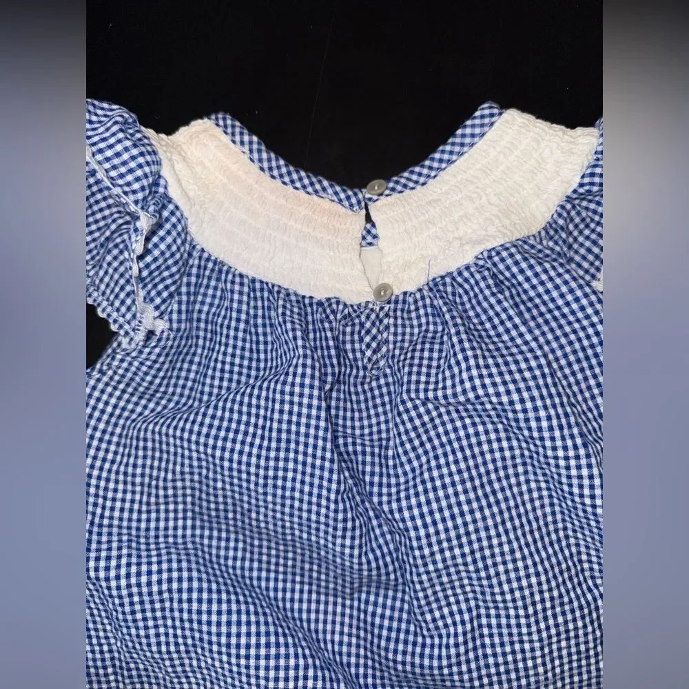Sunshine Swing Blue Checkered Whale Toddler Girl’s Dress Size 4T EUC